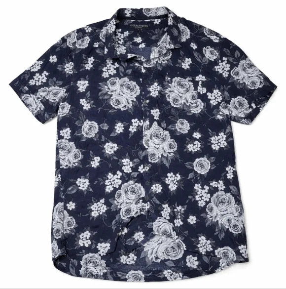 Free Planet Floral Short Sleeve Button Up Shirt Men’s Size L EUC - Picture 2 of 5